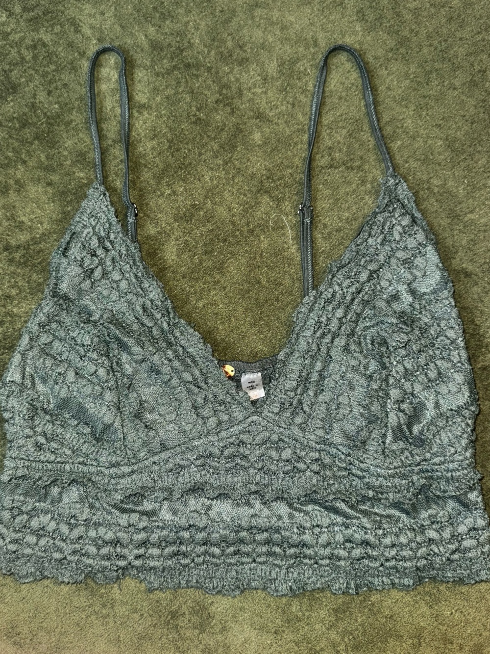 Free People Green Lacy Tank Top
